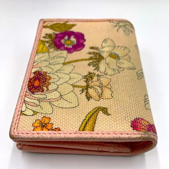 Ltd Edition GUCCI GG Logo Japanese Floral Pinks Leather Canvas Sml Bifold Wallet - Picture 10 of 10